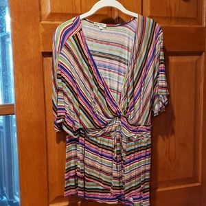 Kiyonna swing top, striped, short sleeve